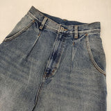 YENN イェン HIGH RISE TUCK WIDE PT 定価26400円 36 カットオフ デニムパンツ ブルー レディース【中古】6-0917G∞