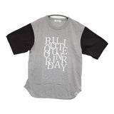 Boutique Ordinary ロゴ 切替 コットン クルーネック 半袖Ｔシャツ カットソー グレー レディース ブティークオーディナリー【中古】6-0707S♪