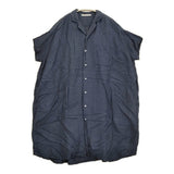 GRANDMA MAMA DAUGHTER リネン レーヨン オープンカラーシャツドレス サイズ0 ワンピース ネイビー レディース グランマママドーター【中古】6-0707S♪