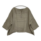 evam eva linen pullover sage リネンプルオーバー 定価24200円 日本製 E211T121 ブラウス シャツ 21SS カーキ レディース エヴァムエヴァ【中古】6-0707M♪
