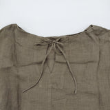 evam eva linen pullover sage リネンプルオーバー 定価24200円 日本製 E211T121 ブラウス シャツ 21SS カーキ レディース エヴァムエヴァ【中古】6-0707M♪