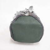 mina perhonen drop pochette forest parade aca9012 羊革 刺繍レース ポシェット グレー ミドリ レディース ミナペルホネン【中古】6-0622G◎