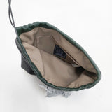 mina perhonen drop pochette forest parade aca9012 羊革 刺繍レース ポシェット グレー ミドリ レディース ミナペルホネン【中古】6-0622G◎