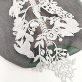 mina perhonen drop pochette forest parade aca9012 羊革 刺繍レース ポシェット グレー ミドリ レディース ミナペルホネン【中古】6-0622G◎