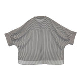 Leilian 洗えるデザインブラウス ストライプ ポリエステル 13+ カタログ掲載 定価35200円 26SS アッシュグレー ホワイト レディース レリアン【中古】6-0704S♪