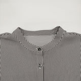 Leilian 洗えるデザインブラウス ストライプ ポリエステル 13+ カタログ掲載 定価35200円 26SS アッシュグレー ホワイト レディース レリアン【中古】6-0704S♪