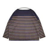 Le Minor フランス製 バスクシャツ ボーダー 長袖Ｔシャツ カットソー ロンＴ ネイビー ブラウン レディース ルミノア【中古】6-0923M∞
