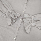 nest Robe リネン近江晒しラッフル袖2wayブラウス 01211-1104 製品染め ブラウス シャツ ライトグレー レディース ネストローブ【中古】6-1003M∞