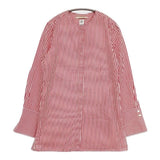 Curensology/THOMAS MASON ノーカラー ストライプ スリット ブラウス シャツ レッド ホワイト レディース カレンソロジー/トーマスメイソン【中古】6-1003M∞