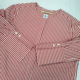 Curensology/THOMAS MASON ノーカラー ストライプ スリット ブラウス シャツ レッド ホワイト レディース カレンソロジー/トーマスメイソン【中古】6-1003M∞