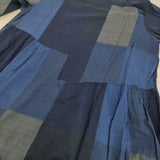 a.no.ne.ne./AS KNOW AS ブロックチェックワンピース パッチワーク ワンピース ネイビー グレー レディース アノネネアズノウアズ【中古】6-0710S♪