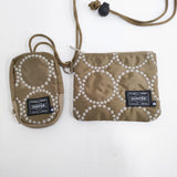 mina perhonen/PORTER 美品 tambourine KEY CASE & COIN PURSE コインケース 刺繍 ポーチ キーケース 2024 ベージュ レディース ミナペルホネン/ポーター【中古】6-0704G♪