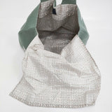 mina perhonen 美品 tori to hana 鳥と花 刺繍 パニーニバッグ ys9897 リネン トートバッグ グリーン レディース ミナペルホネン【中古】6-0704G♪