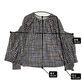 mina perhonen minamo ミナモ プリント 格子チェック シルクウール ギャザーブラウス サイズ40 定価50600円 ブラウス シャツ ブルー ブラック レディース ミナペルホネン【中古】6-0704M♪