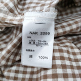 cloud nine 7分袖ワンピース風かっぽう着 ちび襟 M～L チュニック ワンピース 26SS ブラウン ミニギンガムチェック レディース クラウドナイン【中古】6-0704M♪