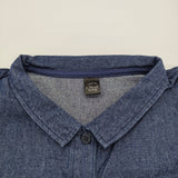 cloud nine 7分袖ワンピース風かっぽう着 ちび襟 M～L チュニック ワンピース 26SS ネイビー レディース クラウドナイン【中古】6-0704M♪