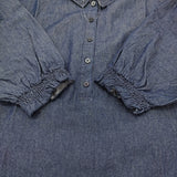 cloud nine 7分袖ワンピース風かっぽう着 ちび襟 M～L チュニック ワンピース 26SS ネイビー レディース クラウドナイン【中古】6-0704M♪