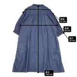 cloud nine 7分袖ワンピース風かっぽう着 ちび襟 M～L チュニック ワンピース 26SS ネイビー レディース クラウドナイン【中古】6-0704M♪