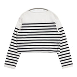 ORCIVAL ハーフ丈 サイドスリット IP42-02 ショート丈 ボーダー 長袖Ｔシャツ カットソー ロンＴ ホワイト ネイビー レディース オーシバル/オーチバル【中古】6-1003M∞