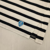 ORCIVAL ハーフ丈 サイドスリット IP42-02 ショート丈 ボーダー 長袖Ｔシャツ カットソー ロンＴ ホワイト ネイビー レディース オーシバル/オーチバル【中古】6-1003M∞