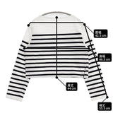 ORCIVAL ハーフ丈 サイドスリット IP42-02 ショート丈 ボーダー 長袖Ｔシャツ カットソー ロンＴ ホワイト ネイビー レディース オーシバル/オーチバル【中古】6-1003M∞
