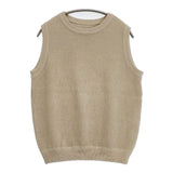 crepuscule MOSS STITCH VEST 鹿の子編み 1901-007W ノースリーブニット 日本製 ベスト ベージュ レディース クレプスキュール【中古】6-0923M∞