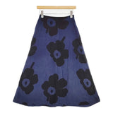 marimekko ウニッコ キュプラ ロングスカート ネイビー ブルー レディース マリメッコ【中古】6-0822M∞
