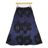 marimekko ウニッコ キュプラ ロングスカート ネイビー ブルー レディース マリメッコ【中古】6-0822M∞