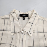 theory TILE PRINT YARINE TS TILE PRINT シルク ノースリーブシャツ チェック柄 ブラウス シャツ アイボリー ブラック レディース セオリー【中古】6-0711S△