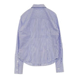 theory WEYLEND2 DALTON STRIPE ストライプ コットン サイズＳ 長袖シャツ ブルー ホワイト レディース セオリー【中古】6-0823M∞
