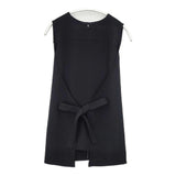 theory SYNTHETIC CREPE ORDAN ラップリボンブラウス 定価30800円 ノースリーブ サイズS ブラウス シャツ ブラック レディース セオリー【中古】6-0711S△