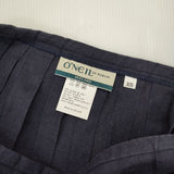 O'NEIL OF DUBLIN リネン ラップスカート プリーツ XS ロングスカート ネイビー レディース オニールオブダブリン【中古】6-0923M∞