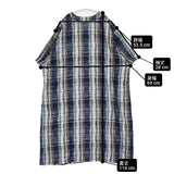 gungendo よろけ縞 綿麻よろけチェックワンピース 格子柄 コットンリネン Vネック ワンピース 24SS ネイビー ライトブルー レディース 群言堂【中古】6-0711S△