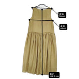 GALERIE VIE シルクハブタエ ウエストギャザーワンピース 定価49500円 ノースリーブ ワンピース 24AW 黄土色 レディース ギャルリーヴィー【中古】6-0711S△