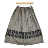 mina perhonen blumen aca5379 サイズ38 ギャザースカート シルクコットン 定価83600円 ロングスカート 24AW ブラック グレー レディース ミナペルホネン【中古】6-0710G♪