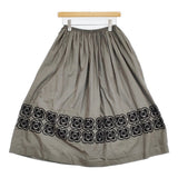 mina perhonen blumen aca5379 サイズ38 ギャザースカート シルクコットン 定価83600円 ロングスカート 24AW ブラック グレー レディース ミナペルホネン【中古】6-0710G♪