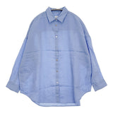 Spick and Span 80リネンカシュクール ビッグシャツ 定価15400円 長袖シャツ 25SS サックスブルー レディース スピックアンドスパン【中古】6-0710M♪