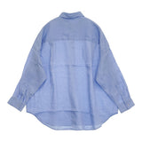 Spick and Span 80リネンカシュクール ビッグシャツ 定価15400円 長袖シャツ 25SS サックスブルー レディース スピックアンドスパン【中古】6-0710M♪