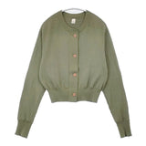 OSHIMA REI Swedish Army Short C/D RCD 0440 定価24200円ショート丈 コットン リブ カーディガン カーキ レディース オオシマレイ【中古】6-0917M∞