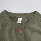 OSHIMA REI Swedish Army Short C/D RCD 0440 定価24200円ショート丈 コットン リブ カーディガン カーキ レディース オオシマレイ【中古】6-0917M∞
