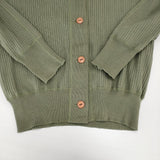 OSHIMA REI Swedish Army Short C/D RCD 0440 定価24200円ショート丈 コットン リブ カーディガン カーキ レディース オオシマレイ【中古】6-0917M∞