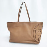 Tory Burch レザー ロゴトート A4 トートバッグ キャメル レディース トリーバーチ【中古】6-1001G∞