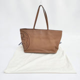 Tory Burch レザー ロゴトート A4 トートバッグ キャメル レディース トリーバーチ【中古】6-1001G∞