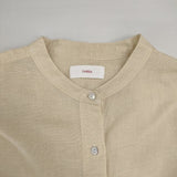 YARRA リネンコットンワイドシャツ 定価12980円 1413-236 インド製 長袖シャツ 24SS ベージュ レディース ヤラ【中古】6-0912M∞