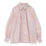 UNITED ARROWS ギャザーボリュームシャツカラーブラウス 定価19800円 コットン 日本製 ブラウス シャツ ピンク レディース ユナイテッドアローズ【中古】6-0823M∞
