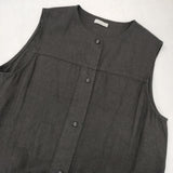 fog linen work リトアニアリネン ロングジレ ジレワンピース ノースリーブ ワンピース ブラック レディース フォグリネンワーク【中古】6-0822M∞