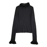 dahl’ia フリルプルオーバー 定価24200円 セーター ニット 25AW ブラック レディース ダリア【中古】6-0918T♪