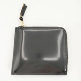 COMME des GARCONS ミラー インサイド レザー ウォレット L字型ZIP 財布 ブラック シルバー レディース コムデギャルソン【中古】6-0909G∞