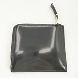 COMME des GARCONS ミラー インサイド レザー ウォレット L字型ZIP 財布 ブラック シルバー レディース コムデギャルソン【中古】6-0909G∞