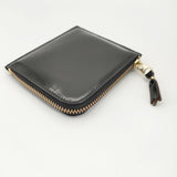 COMME des GARCONS ミラー インサイド レザー ウォレット L字型ZIP 財布 ブラック シルバー レディース コムデギャルソン【中古】6-0909G∞